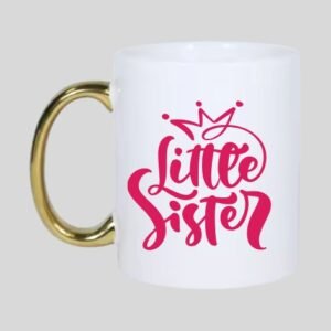 Mug blanc doré personnalisé little sister
