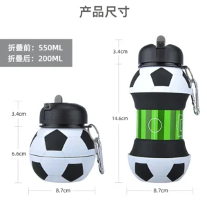 Water Bottles-Gourde pliable en silicone, bouteille d'eau portable pour enfants, cadeau de football