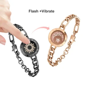 Bracelets lumineux et vibrants au toucher longue Distance pour Couples, cadeaux de relation longue Distance Bracelet d'amour intelligent soleil et lune