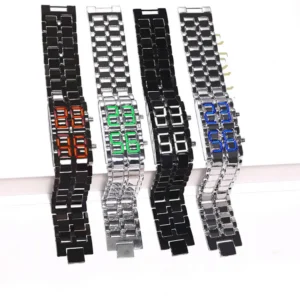 Durable Strap Wristwatch Stylish Men's Digital Watch Large Screen Electroplated Design Lightweight Stainless Steel Strap Digital