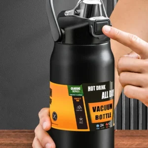 Bouteille isotherme portable en acier inoxydable, eau chaude et froide, avec paille