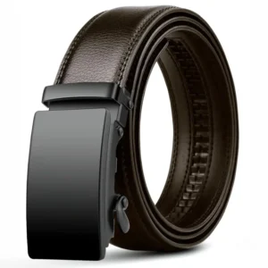 Ceinture à boucle automatique pour hommes, ceinture d'affaires de marque célèbre, sangles de taille en cuir PU