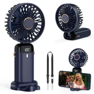 Mini ventilateur portatif 3000mAh ventilateurs suspendus au cou pliables ventilateur de Charge USB à 5 vitesses réglable avec support de téléphone et écran d'affichage
