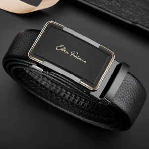 Ceinture en cuir pour hommes, cuir véritable de haute qualité, ceinture automatique réglable avec cliquet à boucle en alliage, ceinture de créateur pour hommes