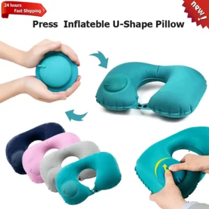 Oreiller gonflable de voyage, Protection du cou Portable, presse, oreiller gonflable en forme de U, rangement de voyage, nouveauté 2024