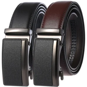 Ceintures en cuir pour hommes, boucle automatique, en peau de vache, de luxe, de créateur, noires et marron, 3,5 cm